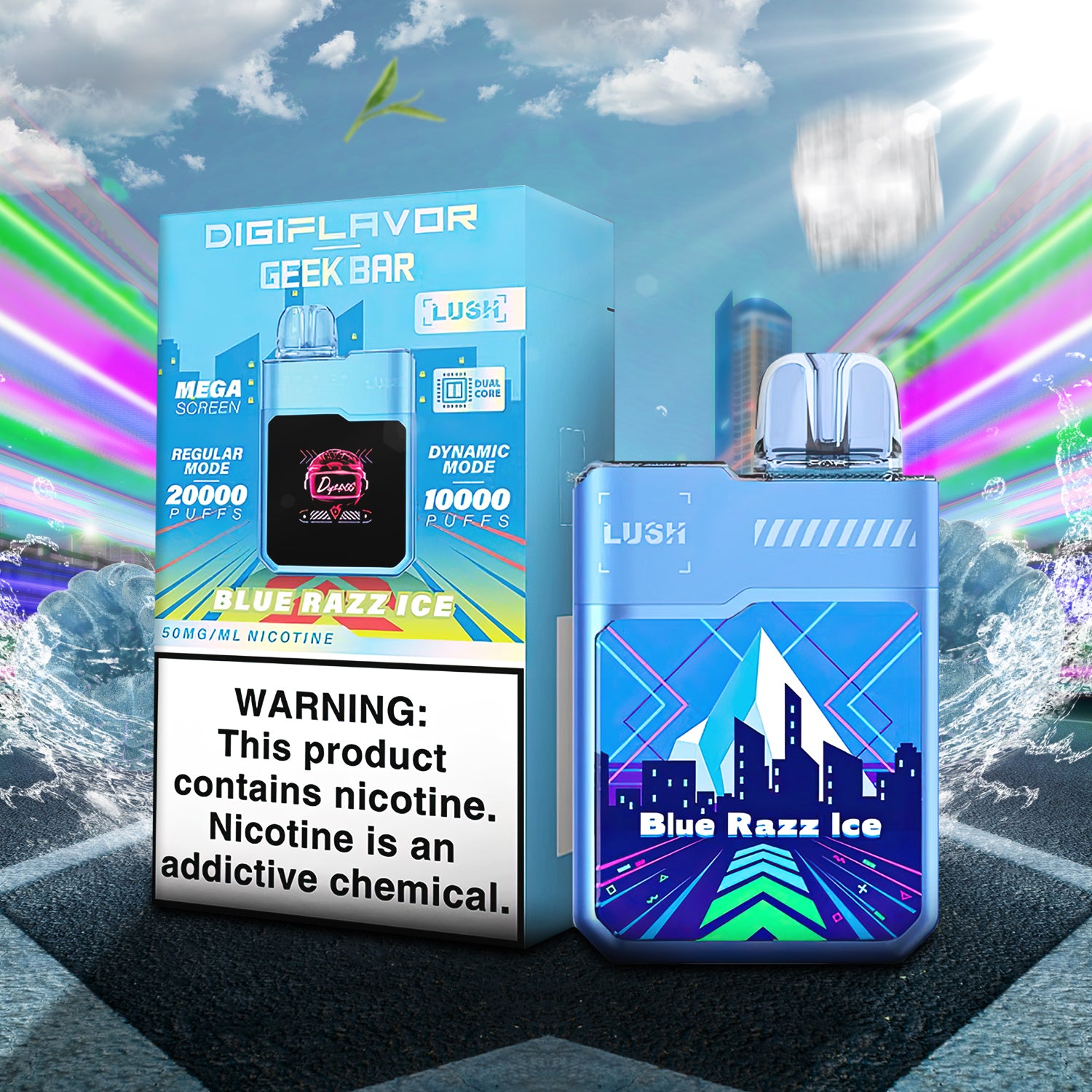 DigiFlavor x Geek Bar Lush Disposable - Blue Razz Ice  DigiFlavor x Geek Bar Lush Disposable - Blue Razz Ice