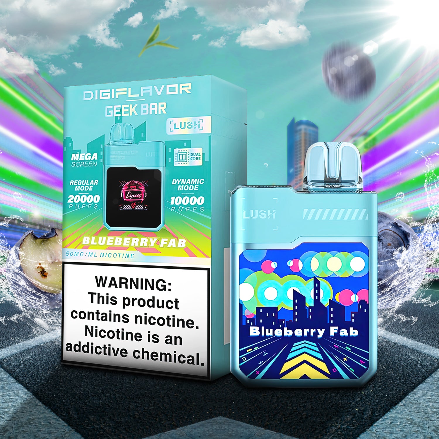 DigiFlavor x Geek Bar Lush Disposable - Blueberry Fab  DigiFlavor x Geek Bar Lush Disposable - Blueberry Fab