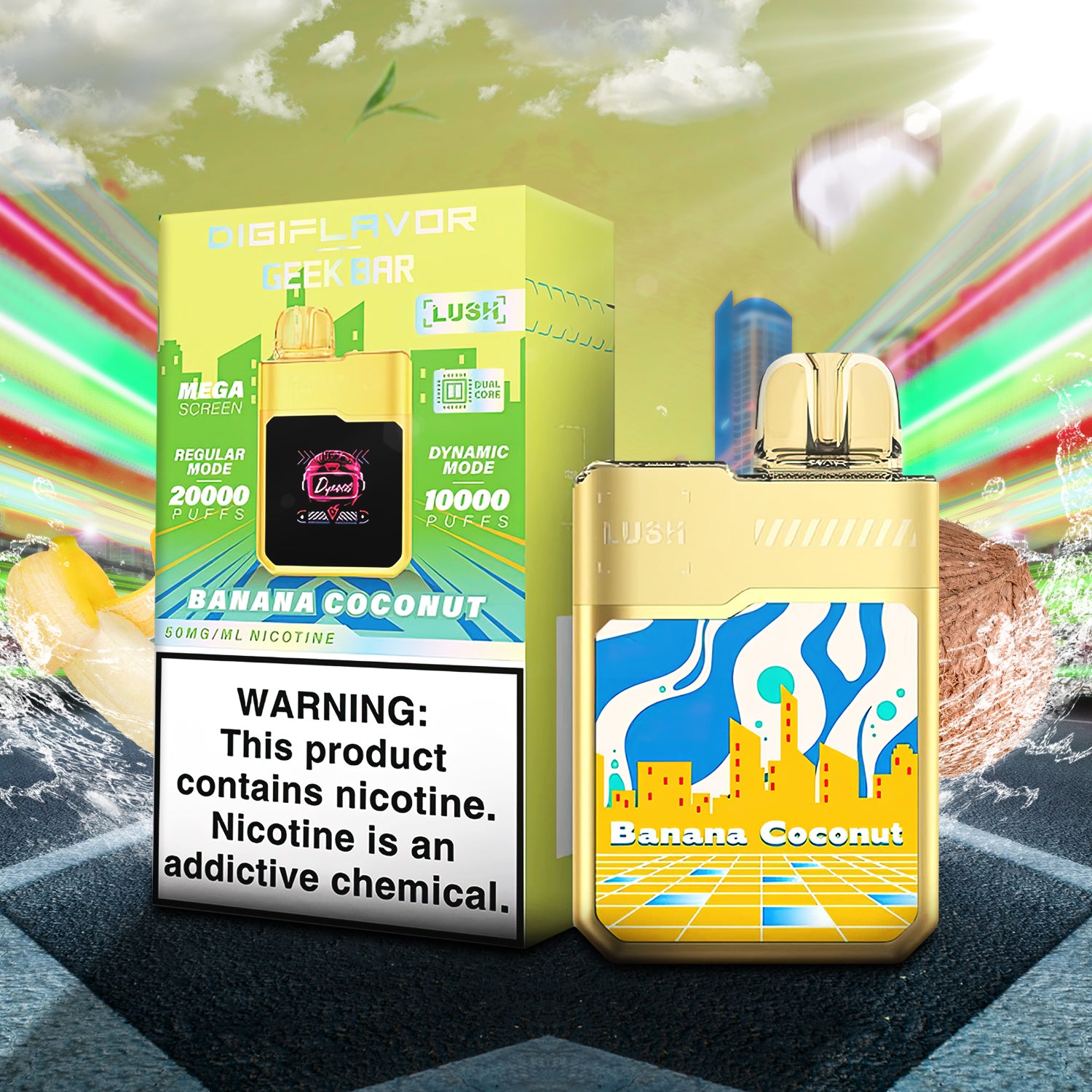 DigiFlavor x Geek Bar Lush Disposable - Banana Coconut  DigiFlavor x Geek Bar Lush Disposable - Banana Coconut