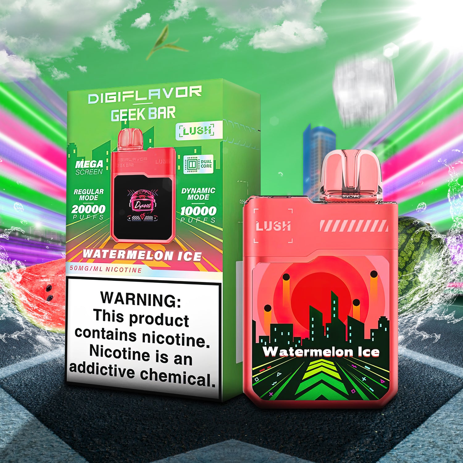 DigiFlavor x Geek Bar Lush Disposable - Watermelon Ice  DigiFlavor x Geek Bar Lush Disposable - Watermelon Ice