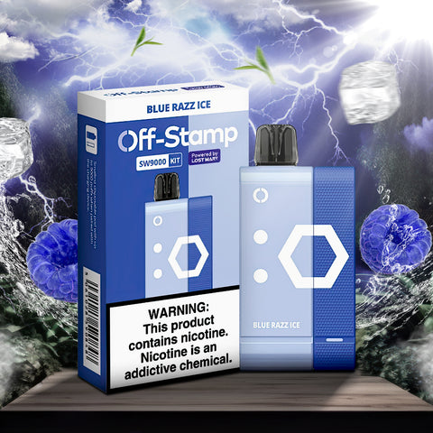 Off-Stamp SW9000 Powered by Lost Mary - Blue Razz Ice  Off-Stamp SW9000 Powered by Lost Mary - Blue Razz Ice
