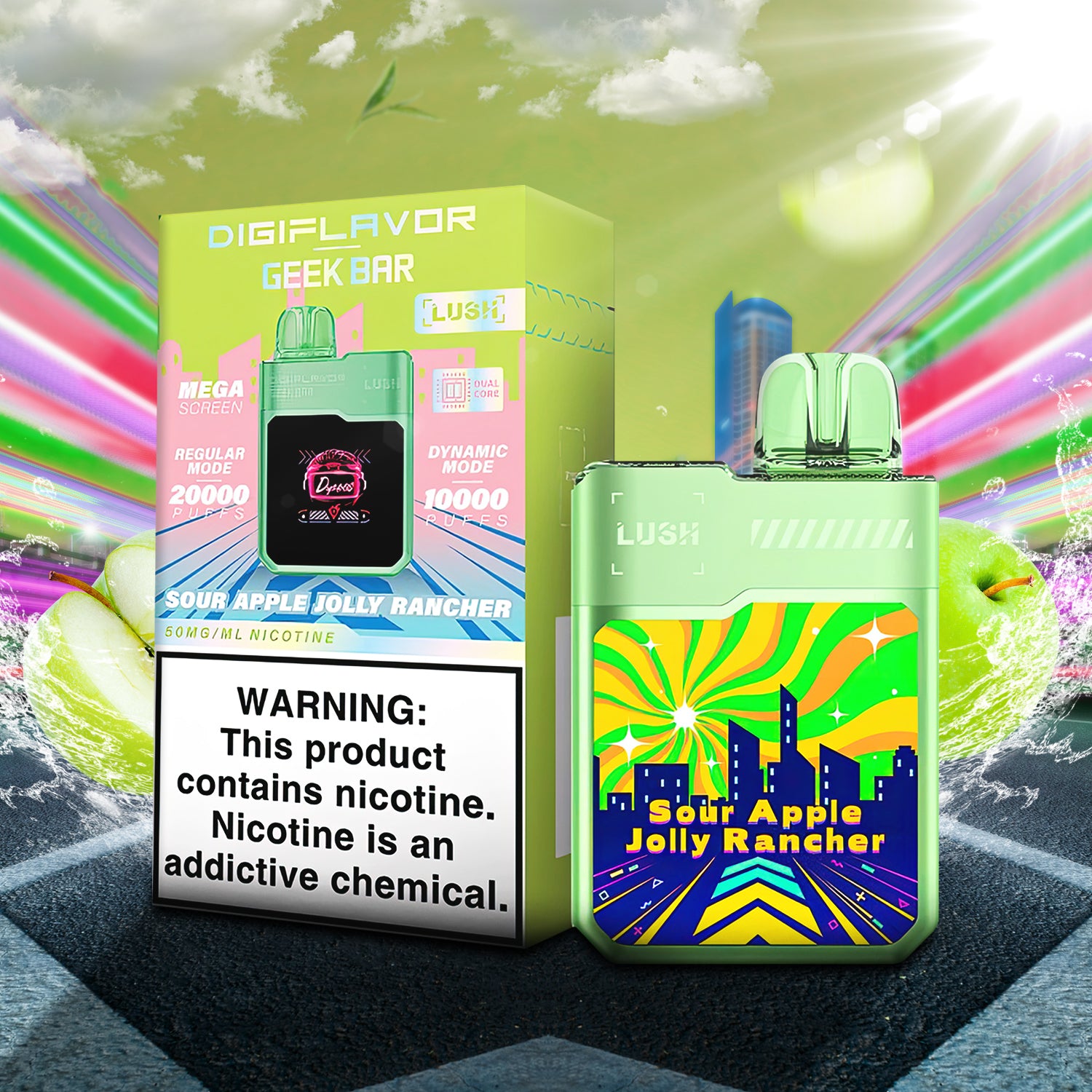 DigiFlavor x Geek Bar Lush Disposable - Sour Apple Jolly Rancher  DigiFlavor x Geek Bar Lush Disposable - Sour Apple Jolly Rancher