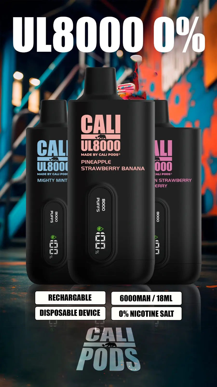 Cali UL8000 Disposable Vape 0% Cali UL8000 Disposable Vape 0%