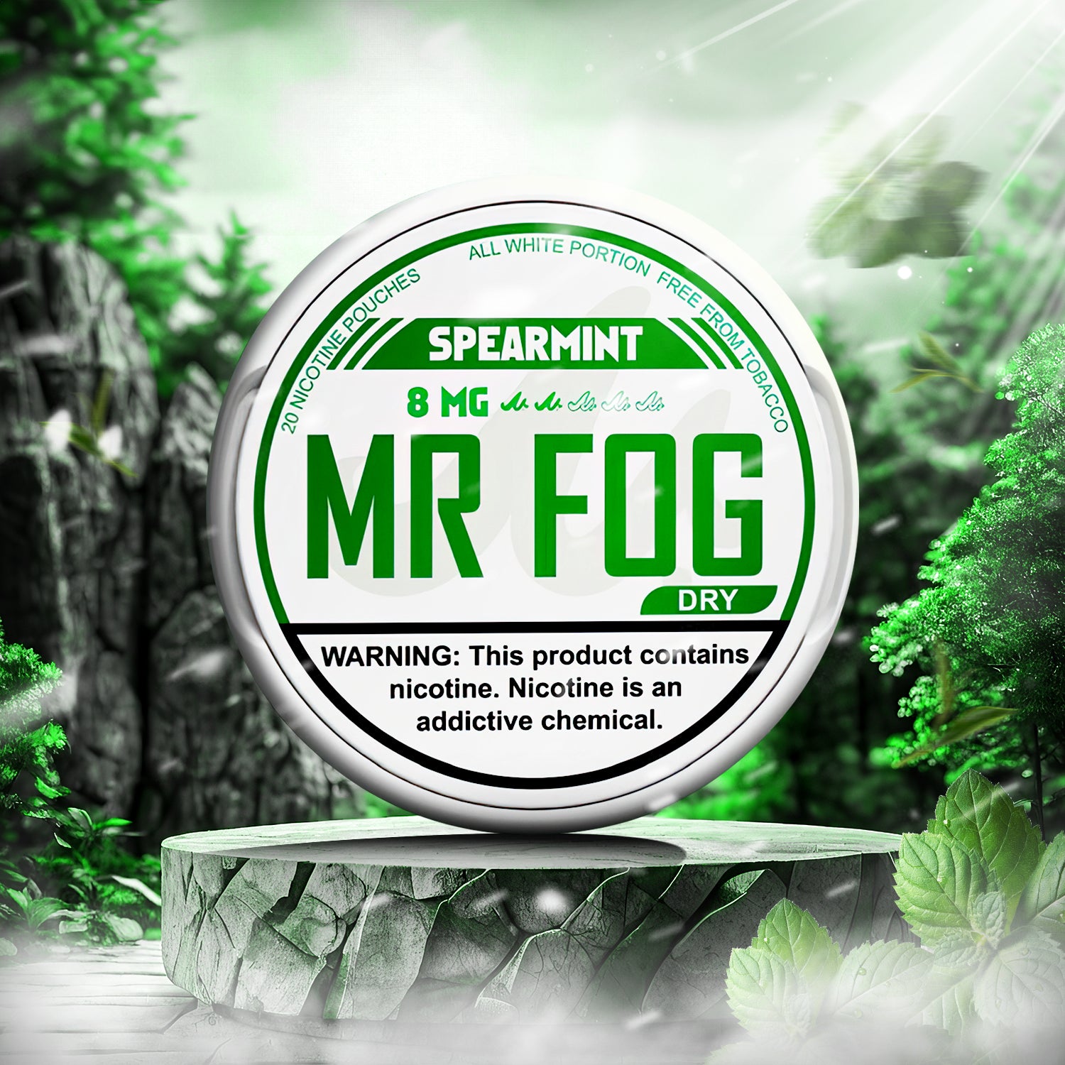 MR FOG NICOTINE POUCHES 8MG - Spearmint Dry  MR FOG NICOTINE POUCHES 8MG - Spearmint Dry
