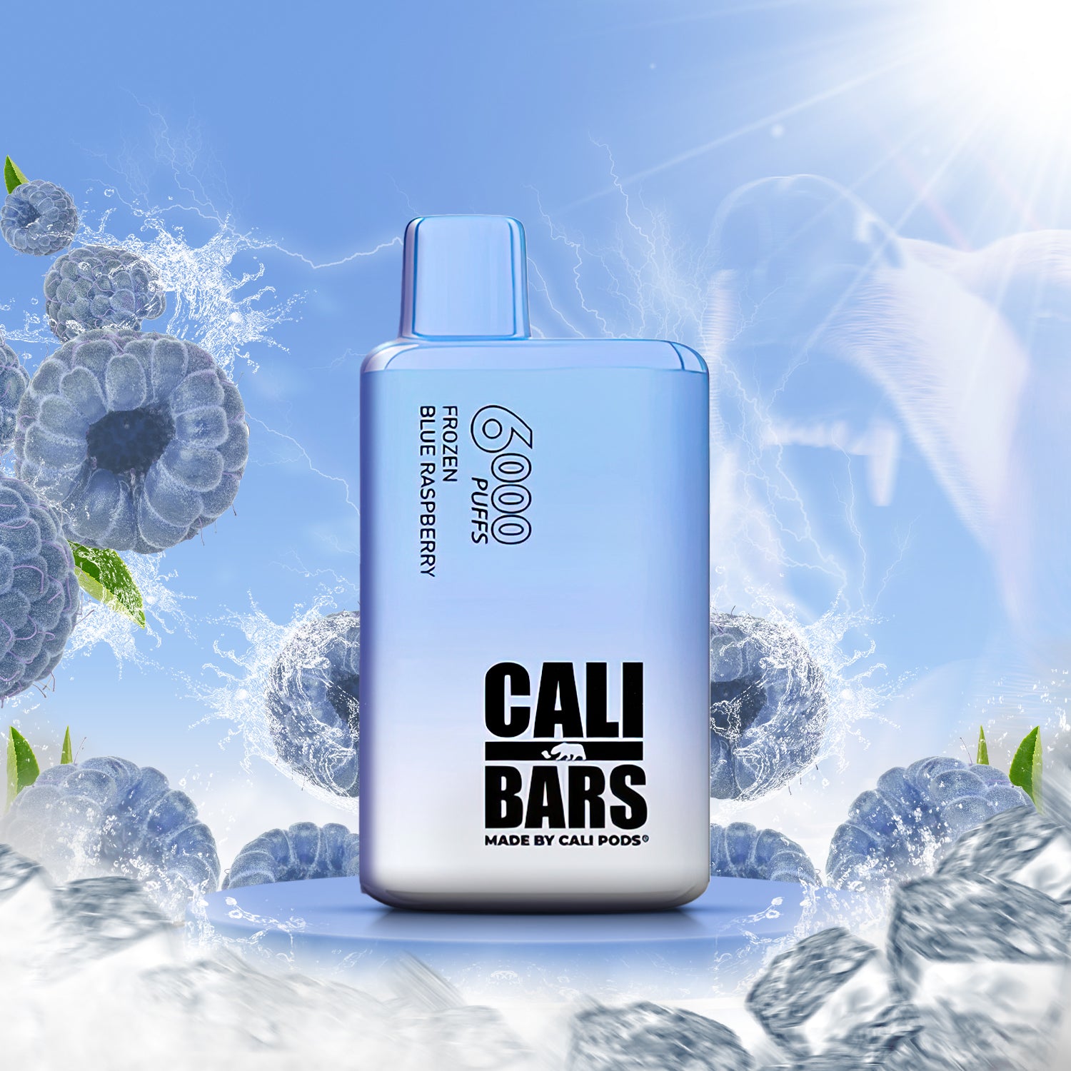 Cali Bars V2 6000 Disposable Vape - Frozen Blu Raspberry  Cali Bars V2 6000 Disposable Vape - Frozen Blu Raspberry