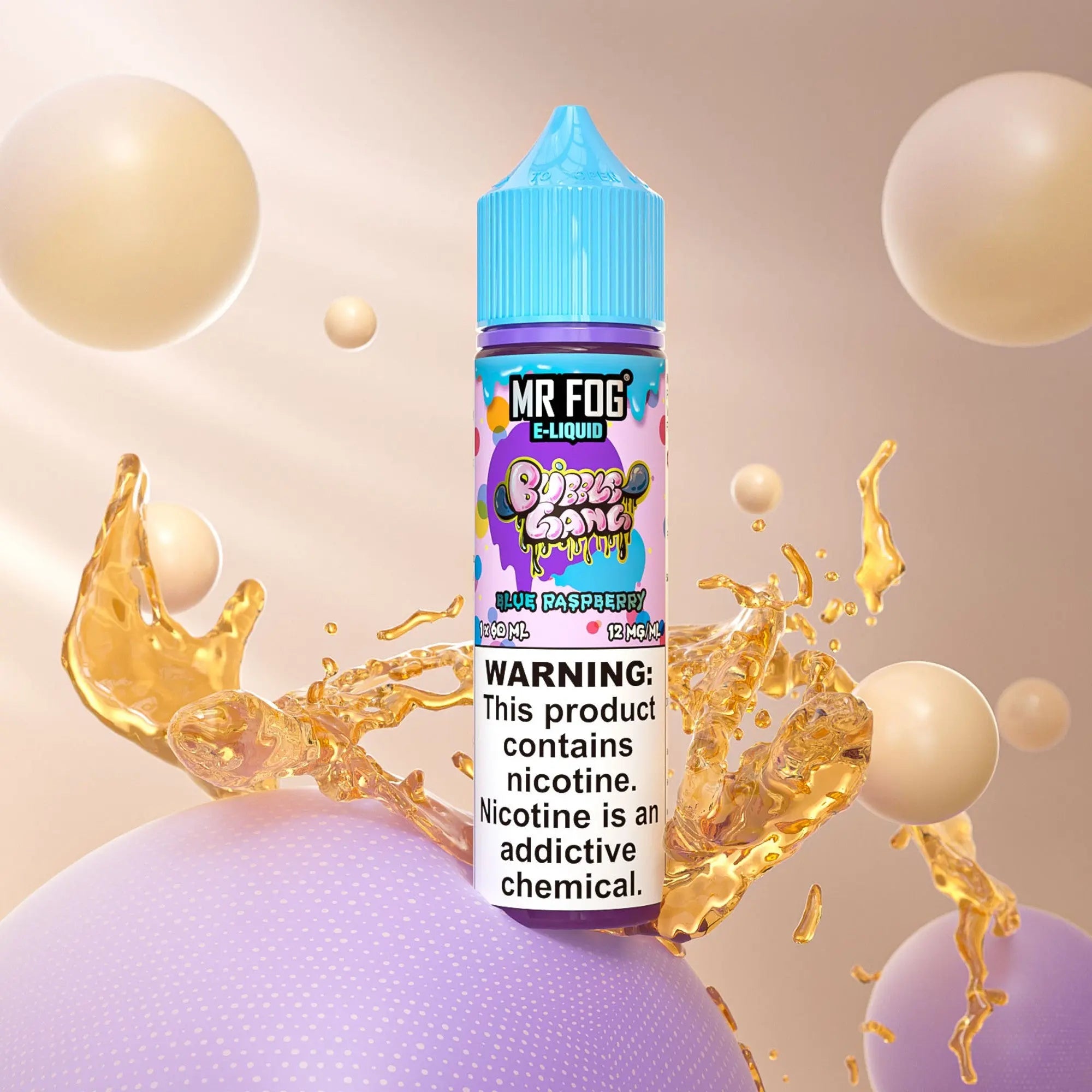 MR FOG E-LIQUID BUBBLE GANG 60ML - Blue Raspberry  MR FOG E-LIQUID BUBBLE GANG 60ML - Blue Raspberry