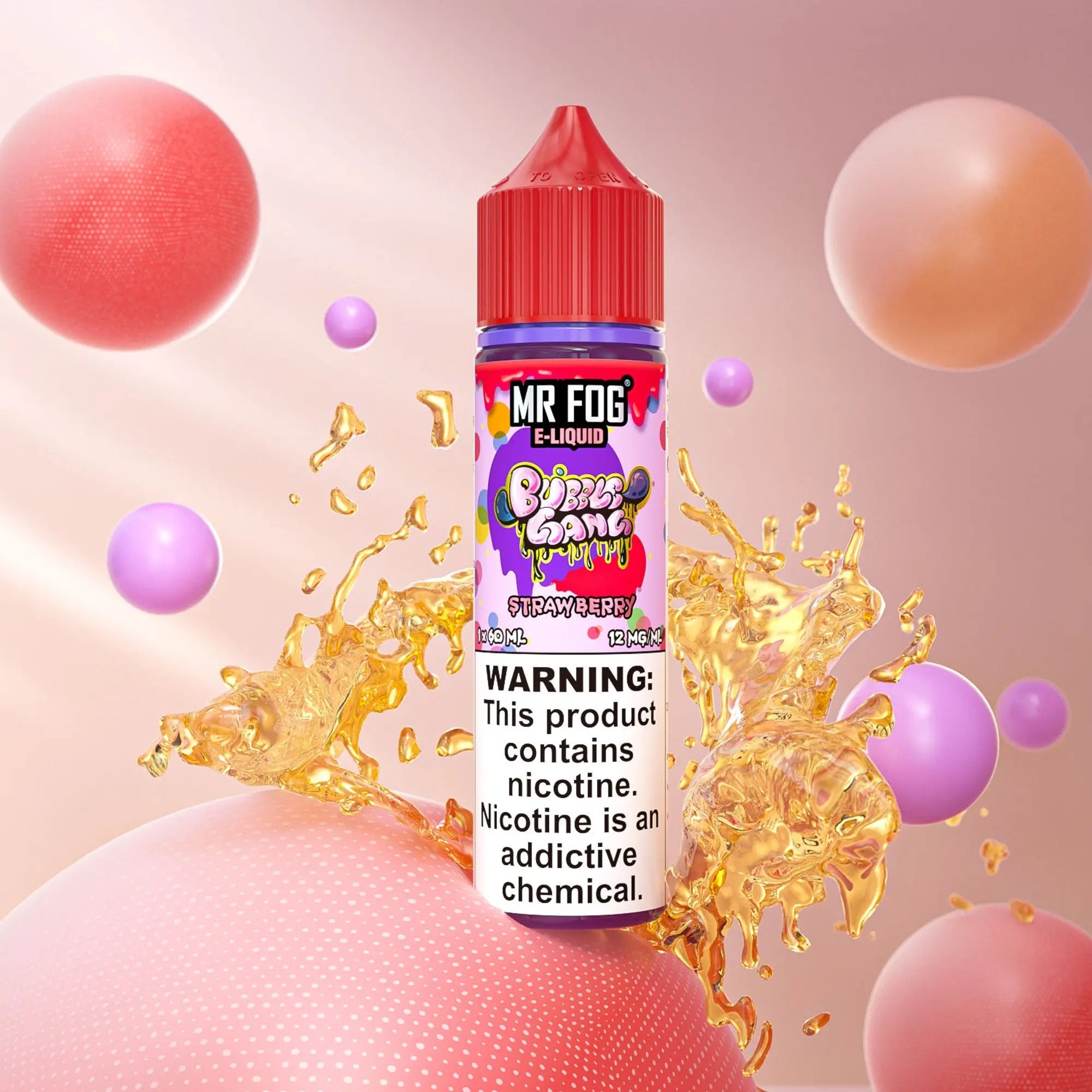 MR FOG E-LIQUID BUBBLE GANG 60ML - Strawberry  MR FOG E-LIQUID BUBBLE GANG 60ML - Strawberry