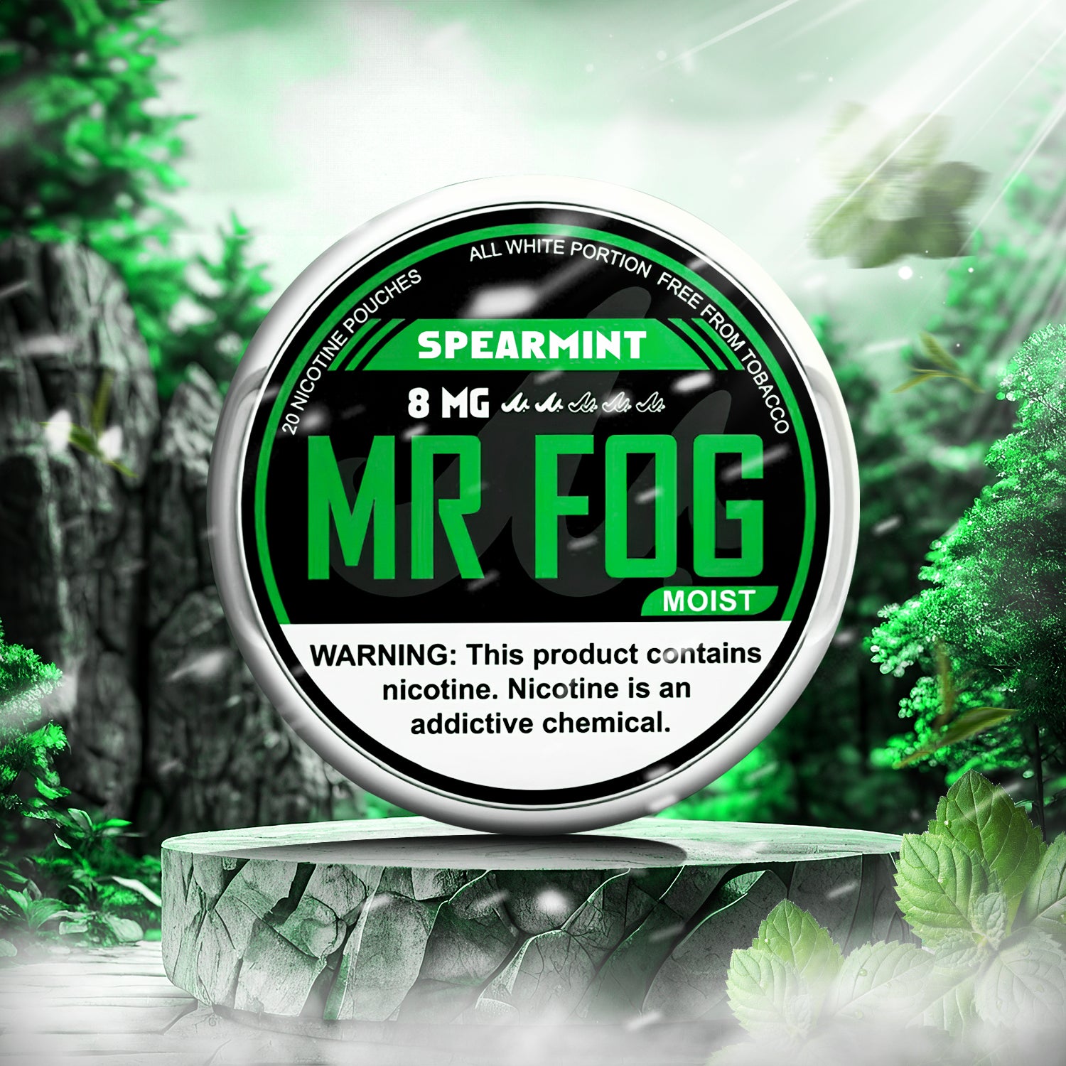 MR FOG NICOTINE POUCHES 8MG - Spearmint Moist  MR FOG NICOTINE POUCHES 8MG - Spearmint Moist
