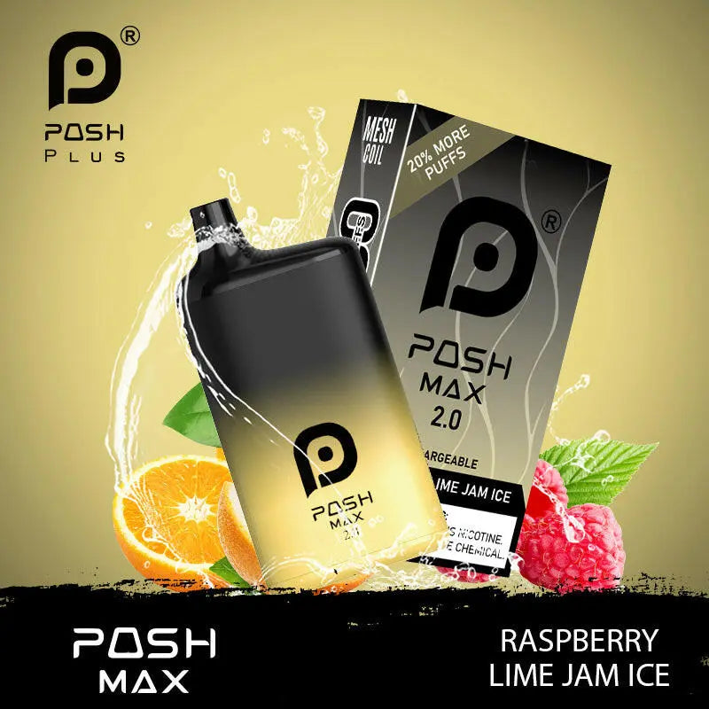 POSH MAX 2.0 5200 DISPOSABLE - Raspberry Lime Jam Ice  POSH MAX 2.0 5200 DISPOSABLE - Raspberry Lime Jam Ice