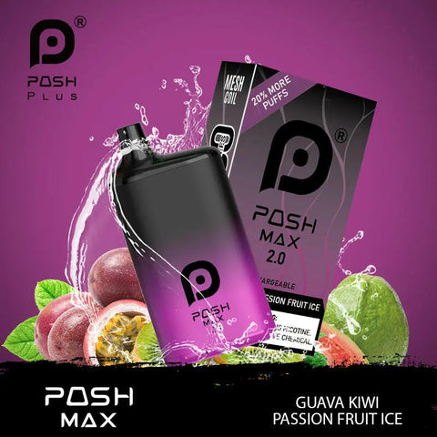 POSH MAX 2.0 5200 DISPOSABLE - Guava Kiwi Passion Fruit Ice  POSH MAX 2.0 5200 DISPOSABLE - Guava Kiwi Passion Fruit Ice