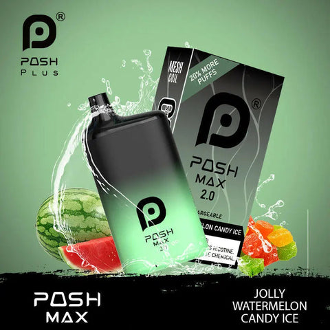 POSH MAX 2.0 5200 DISPOSABLE - Jolly Watermelon Candy Ice  POSH MAX 2.0 5200 DISPOSABLE - Jolly Watermelon Candy Ice