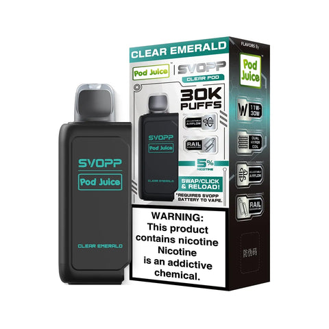Pod Juice SVOPP 30K Disposable Pod  - Clear Emerald  Pod Juice SVOPP 30K Disposable Pod  - Clear Emerald