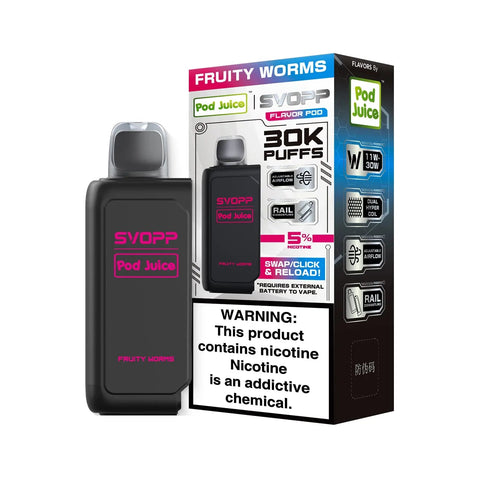 Pod Juice SVOPP 30K Disposable Pod  - Fruity Worms  Pod Juice SVOPP 30K Disposable Pod  - Fruity Worms