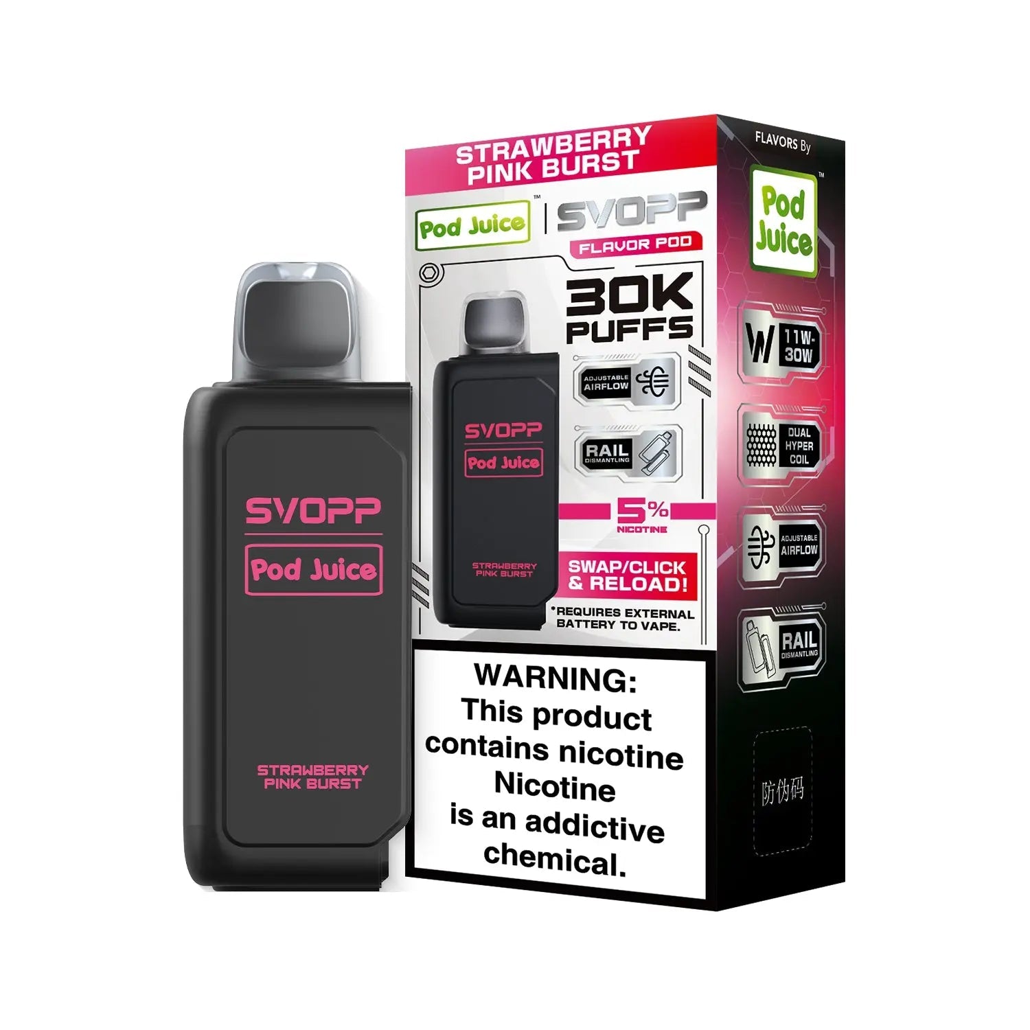 Pod Juice SVOPP 30K Disposable Pod - Strawberry Pink Burst  Pod Juice SVOPP 30K Disposable Pod - Strawberry Pink Burst