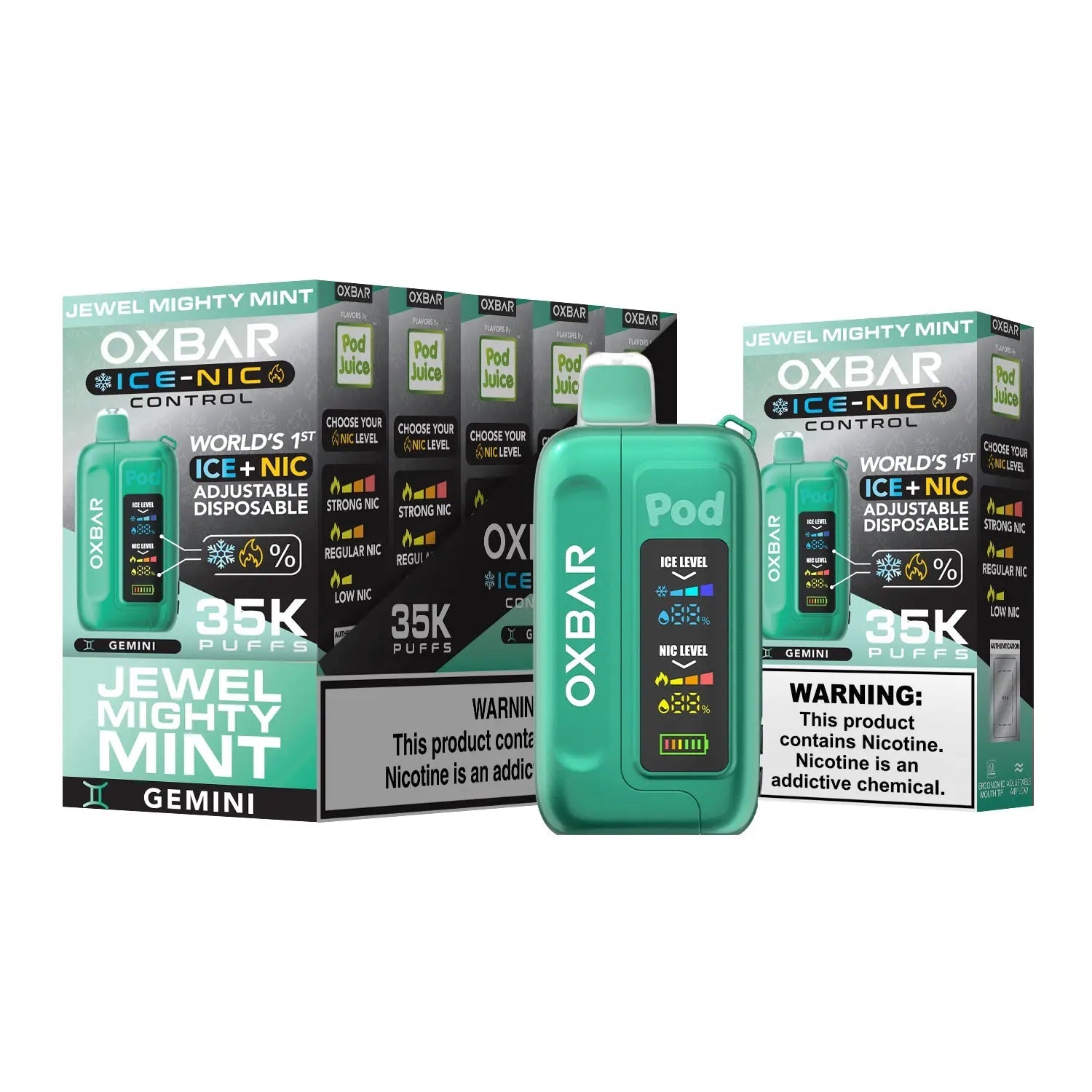 Pod Juice x OXBAR 35K Disposable  - Jewel Mighty Mint  Pod Juice x OXBAR 35K Disposable  - Jewel Mighty Mint