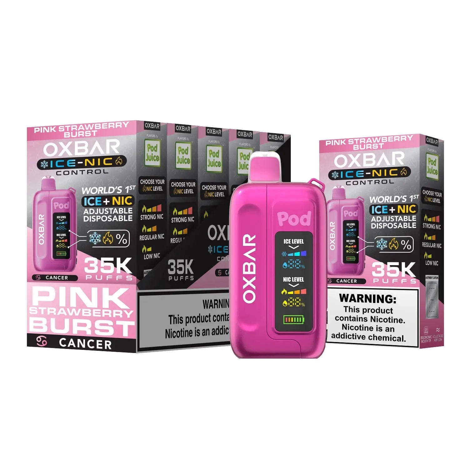 Pod Juice x OXBAR 35K Disposable  - Pink Strawberry Burst  Pod Juice x OXBAR 35K Disposable  - Pink Strawberry Burst