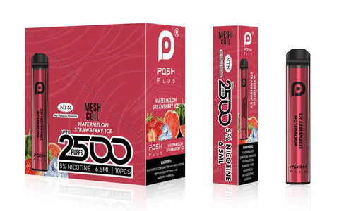 Posh Plus 5% Nic 2500 Puffs 6.5ml Disposable Vape (Tfn) - Watermelon Strawberry Ice  Posh Plus 5% Nic 2500 Puffs 6.5ml Disposable Vape (Tfn) - Watermelon Strawberry Ice