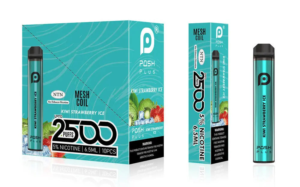 Posh Plus 5% Nic 2500 Puffs 6.5ml Disposable Vape (Tfn) - Kiwi Strawberry Ice  Posh Plus 5% Nic 2500 Puffs 6.5ml Disposable Vape (Tfn) - Kiwi Strawberry Ice