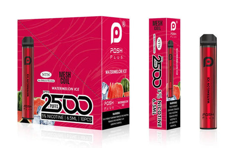 Posh Plus 5% Nic 2500 Puffs 6.5ml Disposable Vape (Tfn) - Watermelon Ice  Posh Plus 5% Nic 2500 Puffs 6.5ml Disposable Vape (Tfn) - Watermelon Ice