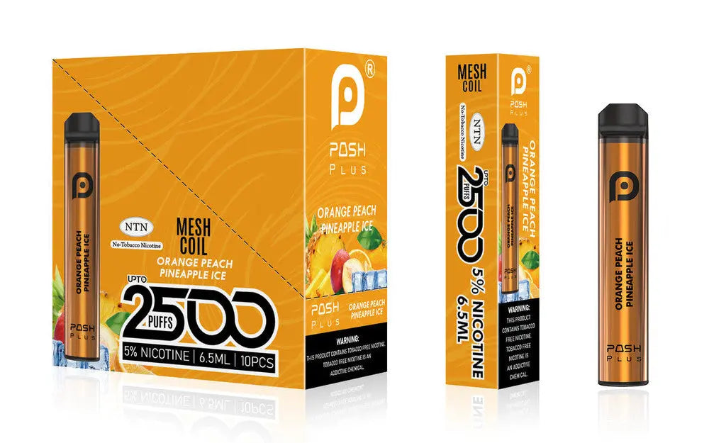 Posh Plus 5% Nic 2500 Puffs 6.5ml Disposable Vape (Tfn) - Orange Peach Pineapple Ice  Posh Plus 5% Nic 2500 Puffs 6.5ml Disposable Vape (Tfn) - Orange Peach Pineapple Ice