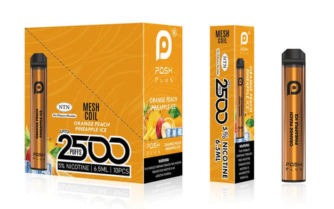 Posh Plus 5% Nic 2500 Puffs 6.5ml Disposable Vape (Tfn) - Orange Peach Pineapple Ice  Posh Plus 5% Nic 2500 Puffs 6.5ml Disposable Vape (Tfn) - Orange Peach Pineapple Ice