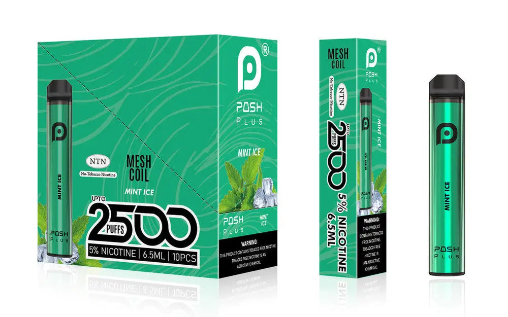 Posh Plus 5% Nic 2500 Puffs 6.5ml Disposable Vape (Tfn) - Mint Ice  Posh Plus 5% Nic 2500 Puffs 6.5ml Disposable Vape (Tfn) - Mint Ice