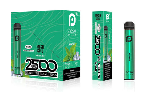 Posh Plus 5% Nic 2500 Puffs 6.5ml Disposable Vape (Tfn) - Mint Ice  Posh Plus 5% Nic 2500 Puffs 6.5ml Disposable Vape (Tfn) - Mint Ice