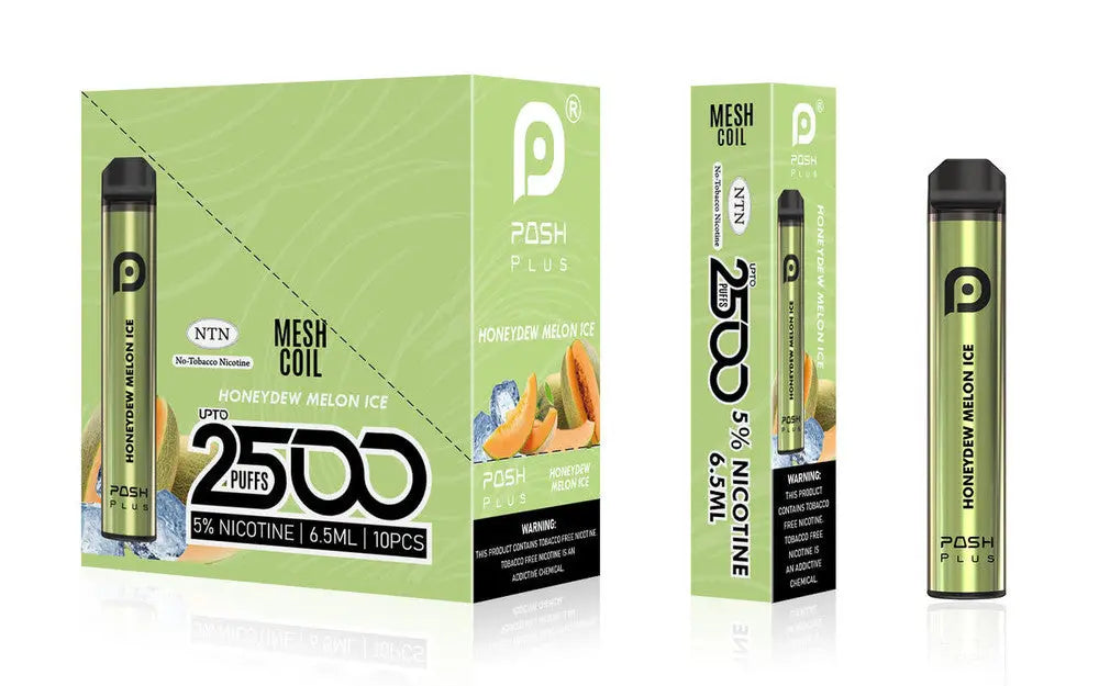 Posh Plus 5% Nic 2500 Puffs 6.5ml Disposable Vape (Tfn) - Honeydew Melon Ice  Posh Plus 5% Nic 2500 Puffs 6.5ml Disposable Vape (Tfn) - Honeydew Melon Ice