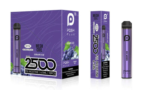 Posh Plus 5% Nic 2500 Puffs 6.5ml Disposable Vape (Tfn) - Grape Ice  Posh Plus 5% Nic 2500 Puffs 6.5ml Disposable Vape (Tfn) - Grape Ice