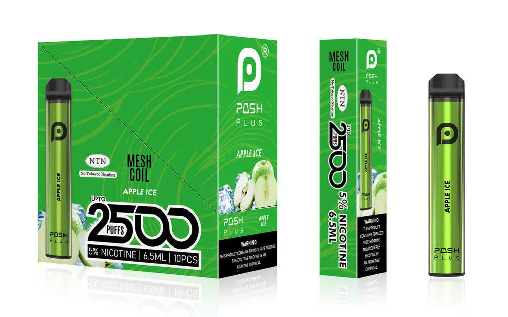 Posh Plus 5% Nic 2500 Puffs 6.5ml Disposable Vape (Tfn) - Apple Ice  Posh Plus 5% Nic 2500 Puffs 6.5ml Disposable Vape (Tfn) - Apple Ice