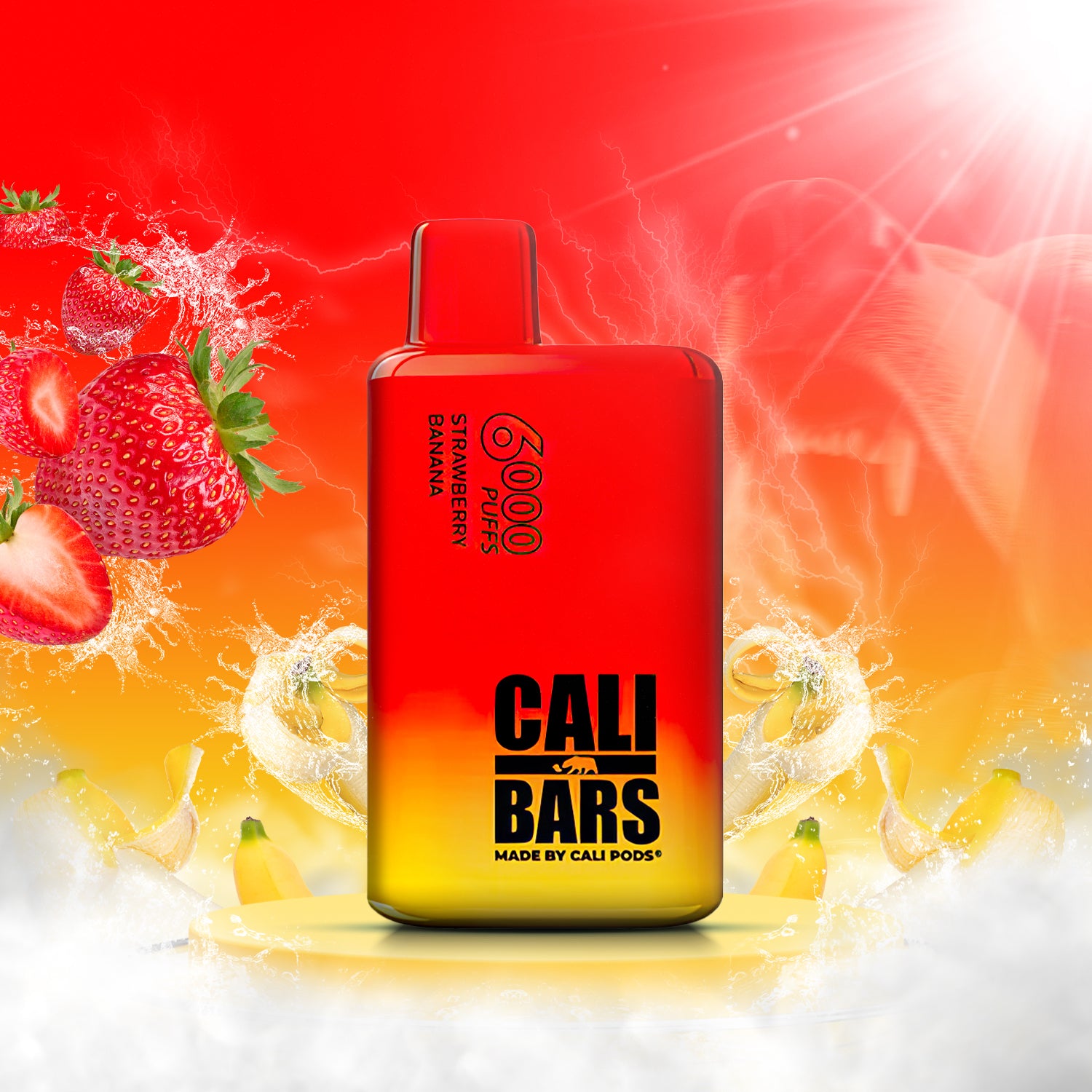 Cali Bars V2 6000 Disposable Vape - Strawberry Banana  Cali Bars V2 6000 Disposable Vape - Strawberry Banana
