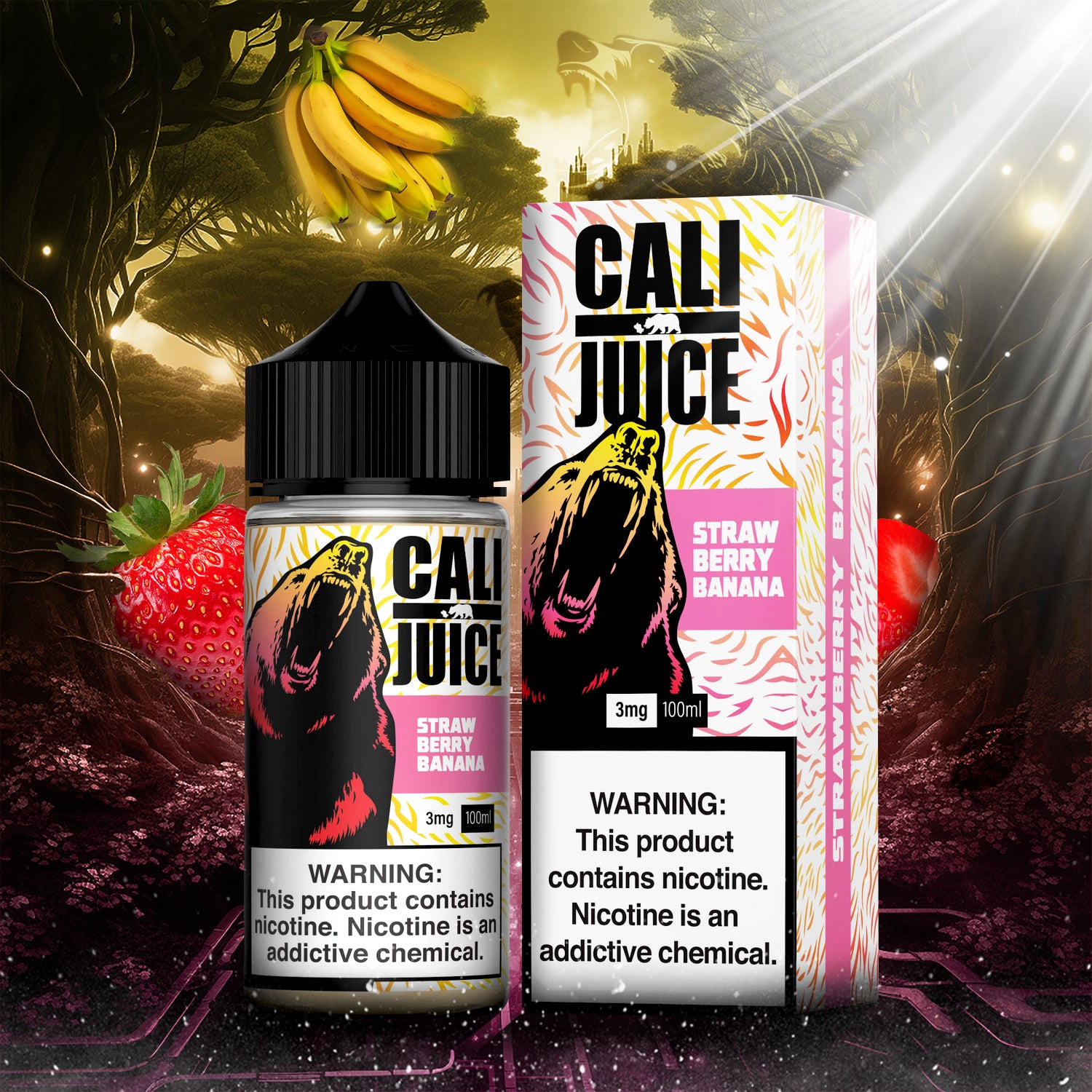 Cali Juice Nicotine Salt E-Liquid 30ML - Strawberry Banana  Cali Juice Nicotine Salt E-Liquid 30ML - Strawberry Banana