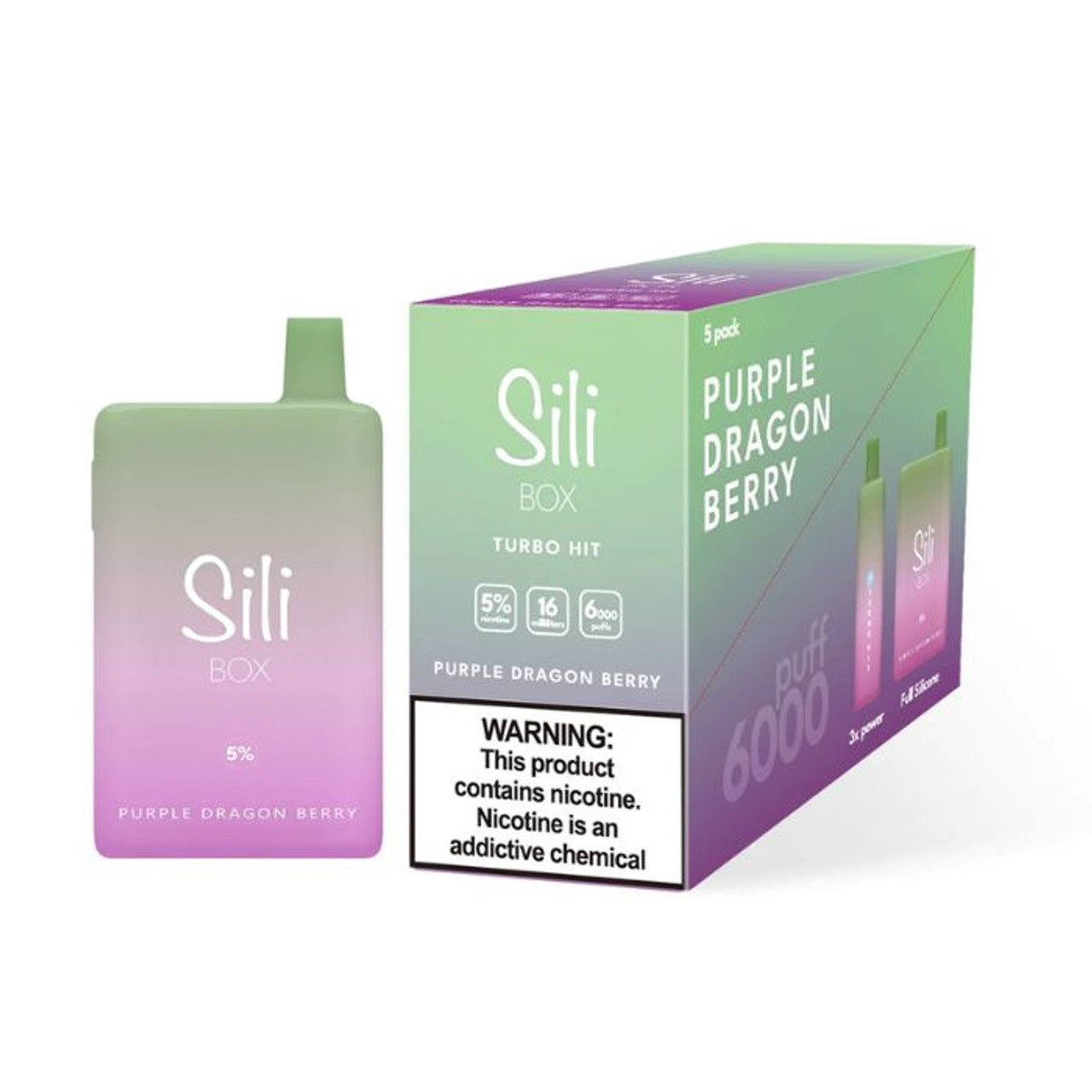 Sili Box Disposable Turbo Hit 6000 Puffs - Purple Dragon Berry - Sili